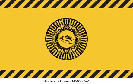 flat earth icon inside warning sign, black grunge emblem. Vector Illustration. Detailed.