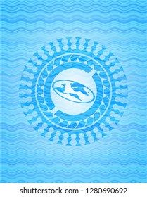 flat earth icon inside water concept emblem.