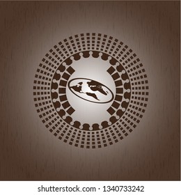 flat earth icon inside wood signboards