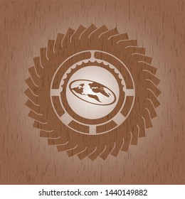 flat earth icon inside wood emblem. Retro