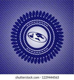 flat earth icon with jean texture