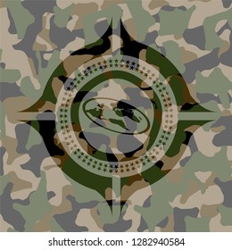 flat earth icon on camouflage texture