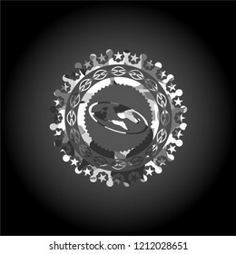 flat earth icon on grey camouflaged pattern