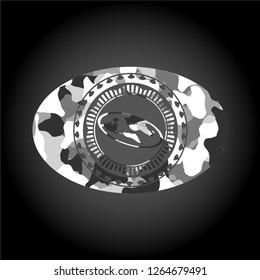 flat earth icon on grey camo texture
