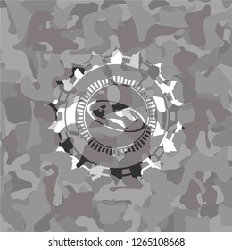 flat earth icon on grey camo pattern