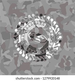 flat earth icon on grey camo pattern