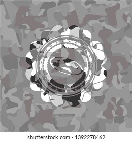 flat earth icon on grey camouflaged texture