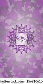 flat earth icon on pink and purple camo pattern