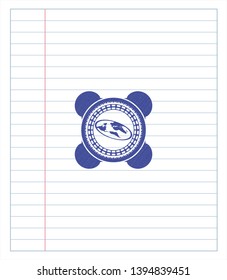 flat earth icon pen strokes emblem. Blue ink. Vector Illustration. Detailed.