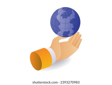 Flat earth illustration concept above hand