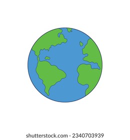 Flat Earth Illustration Vector World Icon Globe