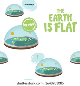 Flat Earth on white background. seamless pattern. Old Vision of Planet. Earth like dish. plate with sun and moon. Hand drawing vector for Wallpaper, Textile, Fabric, Paper.