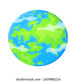 Flat Earth template in cartoon style. World environment concept. Cute vector illustration isolated on white background.