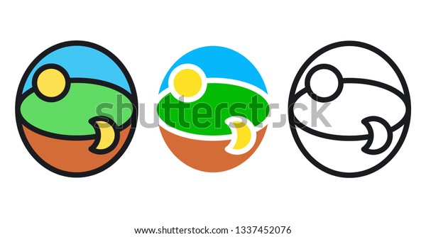 Flat earth theory concept illustration. Logotype.\
Vector picture