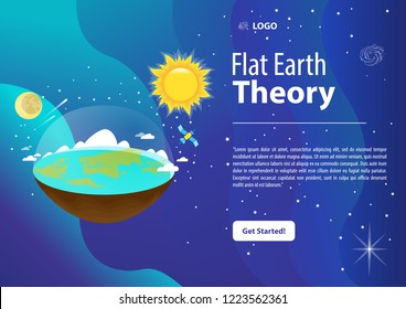 Flat Earth Theory. Vector Illustration For Posters, Banners And Much More.