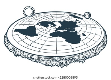 Flat earth theory vector illustration