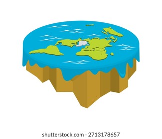 Tierra plana visualizada con ilustración semidetallada