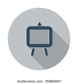 Flat Easel icon with long shadow on grey circle