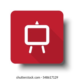 Flat Easel web icon on red button with drop shadow