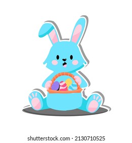 Flat easter background with egg and bunny