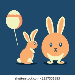 Flat Easter bunny collection Happy rabbit illustration 