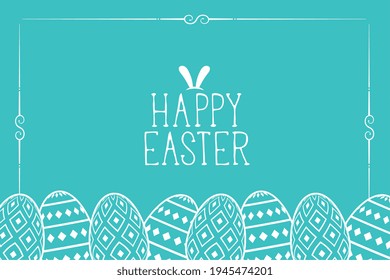 flat easter day card with decorative eggs design