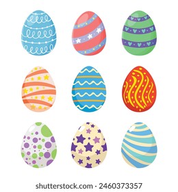 Flat easter egg collection on white background
