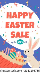 Flat easter sale vertical banner. Big sale banner.