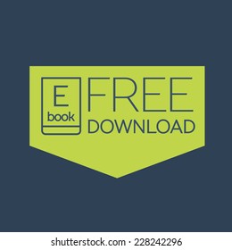 Flat Ebook Free Download Icon. Vector Button