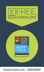 Flat E-book Free Download Icon. Vector Button