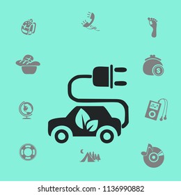 Flat eco car icon. Vector