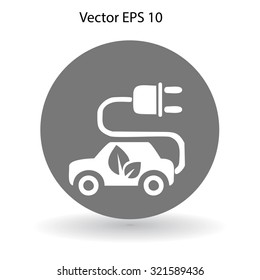 Flat eco car icon. Vector