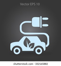 Flat eco car icon. Vector