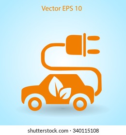 Flat eco car icon. Vector