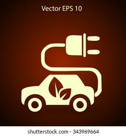 Flat eco car icon. Vector