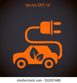 Flat eco car icon. Vector