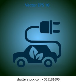 Flat eco car icon. Vector