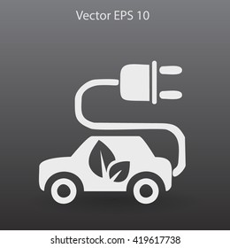 Flat eco car icon. Vector