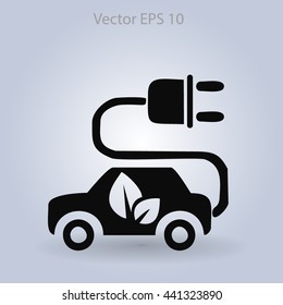 Flat eco car icon. Vector