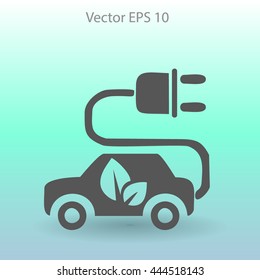Flat eco car icon. Vector