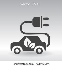 Flat eco car icon. Vector