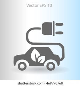 Flat eco car icon. Vector