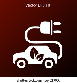 Flat eco car icon. Vector