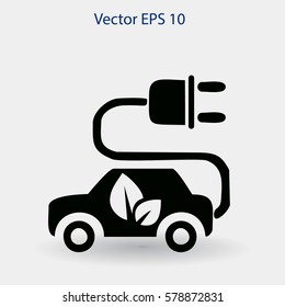 Flat eco car icon. Vector