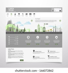 Flat eco city on Flat Website Template Design 