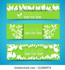 flat eco leaf horizontal banners concept. Vector illustration design