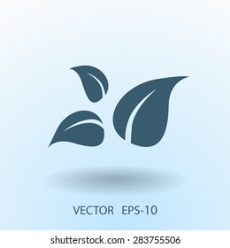 Flat eco leaf icon