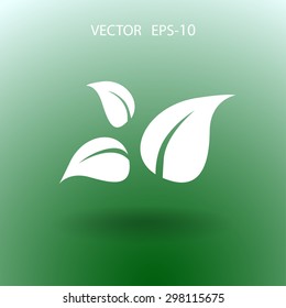 Flat eco leaf icon