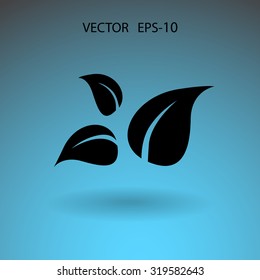 Flat eco leaf icon