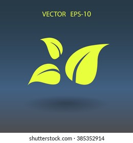 Flat eco leaf icon